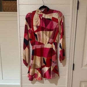 Fate Multicolor Geometric Long Sleeve Dress